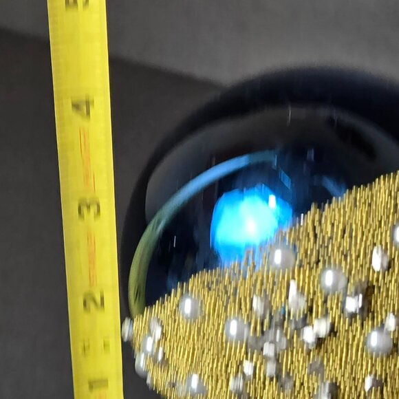 Frontgate Royal Blue Gold Beaded Pearl Glass Ornaments Set Of 2 Luxury 4 Inch - Picture 7 of 10